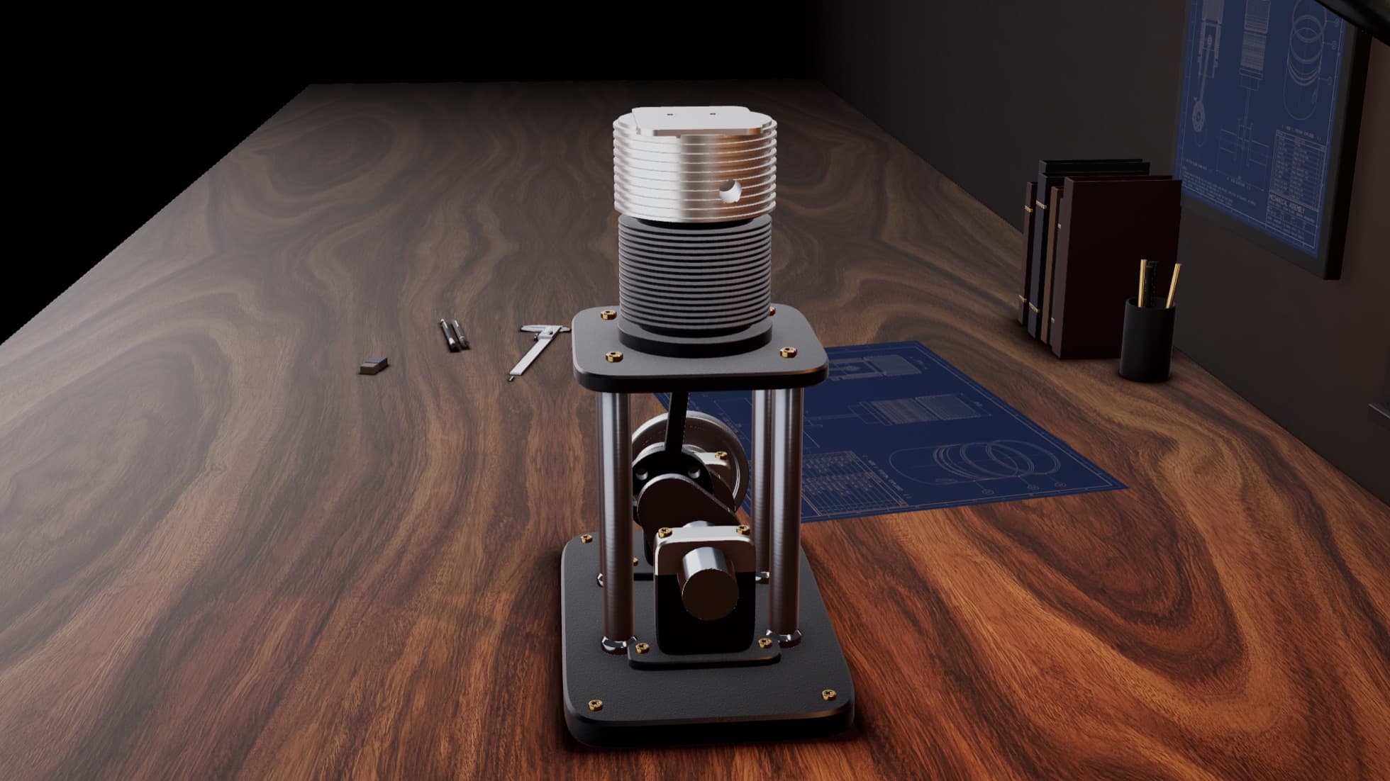 Our render of the assembled engine, standing in for the kit photos